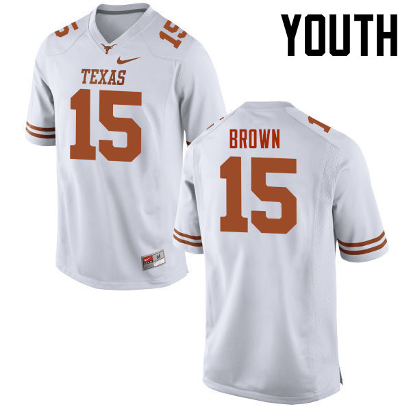 Youth #15 Chris Brown Texas Longhorns College Football Jerseys-White